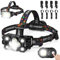 MoKo Stirnlampe LED Wiederaufladbar, Kopflampe 30000 Lumen 9 LED Mit Arbeitsleuchte, IPX4 Wasserdicht, 270° Einstellbar Stirnlampe mit und Sensor und SOS-Modus für Camping, Arbeit, Fischen, Radfahren