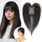 S-noilite Toupets für Frauen mit Pony 8x11cm - 100% Echthaar Topper Hair Extensions Echthaar Damen Haarverdichtung #1B Natürliches Schwarz 21 Gramm