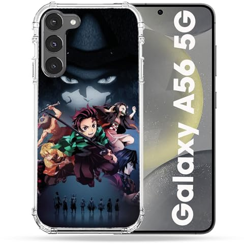Cokitec Verstärkte Schutzhülle für Samsung Galaxy A56 5G, Manga, Demon Slayer, Schwarz