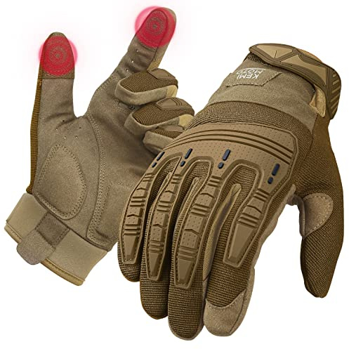 KEMIMOTO Taktische Handschuhe, Arbeitshandschuhe Herren, Einsatzhandschuhe mit Touchscreen, Vollfinger, Outdoor Handschuhe für Bushcraft, Jagd und Security