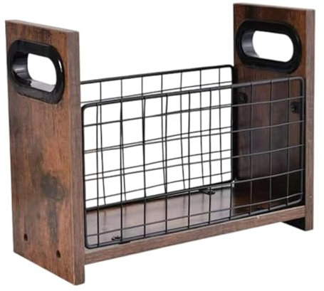 Jiuvaso Cestino Porta Riviste in Legno con Ripiano per Fumetti, Buste E Romanzi