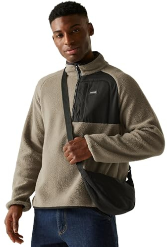Regatta Mens Frankie Borg Half Zip Fleece Plush Stretch Warm Winter Layer Top