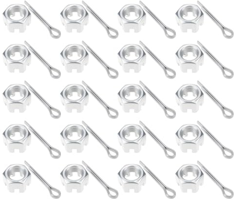 OTOTEC 20 Sätze M14x1,5 Kronenmuttern Sechskant-Schlitzmuttern-Splinte für Möbel Elektrogeräte Industrialisierung 21x15mm/3,5x50mm