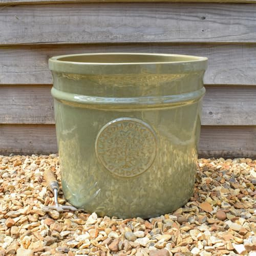 Bedwen Glazed Cylinder Planter - Blossom Orchard (Green, Extra Large)