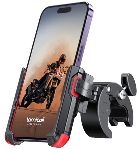 Lamicall Handyhalterung Motorrad, Handyhalter Fahrrad - 【1s Schnellspanner】 Lenker Halter für Dreharbeiten, Universal Handy Fahrradhalterung für iPhone 17 16 15 14 13 Pro Max Plus, 4-7 Zoll Smartphone