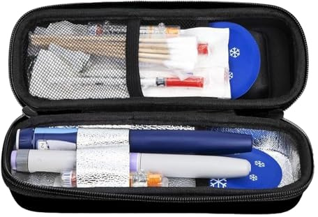 Medizin Kühlbox - Reisemedikamentenkühler, tragbarer Aufbewahrungsbehälter mit digitaler Temperaturanzeige, Organizer für Reisen im Autoflugzeug |