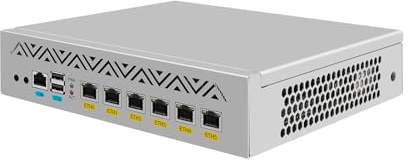 ANDAQI 9 Inches Desktop Firewall Hardware Appliance, PFSense, Untangle, Mikrotik, OPNsense, VPN, Router PC, Atom D525, RJ64, 6 x 82583V 82574L, Console, VGA, 0 RAM, 0 Storage, Barebone No System