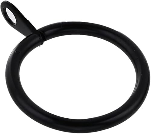 19 mm Extendable Metal Curtain Poles Obsidian Black Rings (10 Piece)