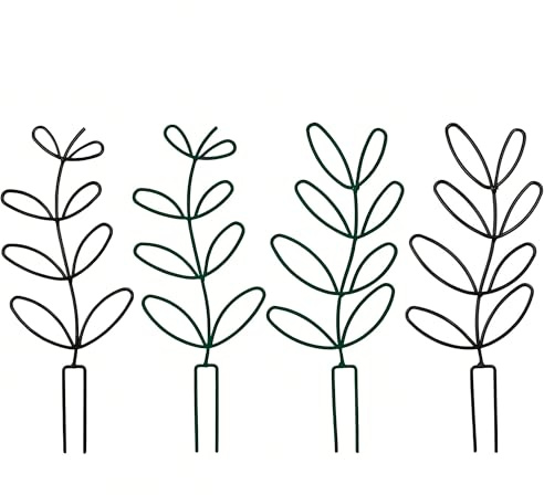 4 Stück Rankhilfe, Stabile Pflanzenstütze aus Metall für Garten, Blumenstütze Gitterspalier, Kletterhilfe und Wiederverwendbares Pflanzgitter als Rankhilfe Zimmerpflanzen (Schwarz/Grün)