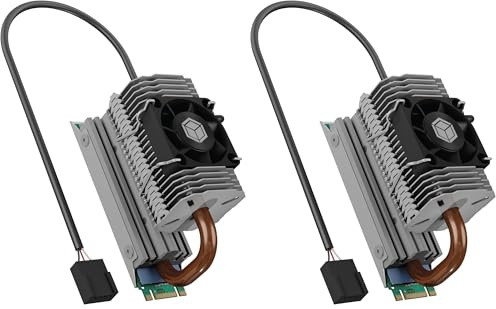 ICY BOX M.2 Heatpipe Kühler mit 30 mm Lüfter Bauhöhe für M.2 SSD (2280), Aluminium, Silber IB-M2HSF-705 (Packung mit 2)