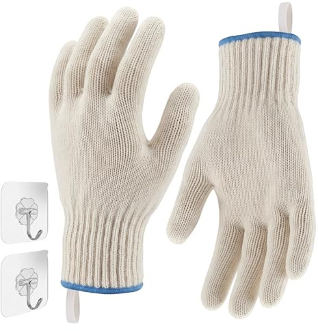 Flintronic Hitzebeständige Küchenhandschuhe, Hitzeschutzhandschuhe für Drinnen Draußen, Doppellagige Grillhandschuhe aus Reiner Baumwolle, Kochhandschuhe zum Kochen Backen Topfhalten Grill, 26cm