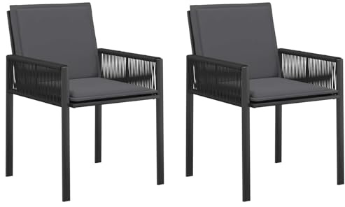 vidaXL Gartenstühle 6 pcs Schwarz und Dunkelgrau Poly-Rattan, Garten- und Terrassenstühle, stylisches Möbel, fadebeständige Sitzgelegenheiten für Garten und Terrasse
