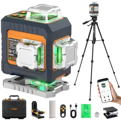 CIGMAN CM-G16T Nivel Láser Autonivelante 4x360 con Trípode Verde