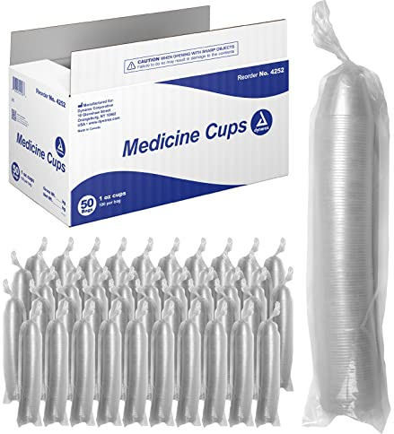 Dynarex Standard Medicine Cups, 1 Oz., Made with Translucent Plastic, For Measuring and Dispensing Liquid and Medication, Easy-to-Read Graduations, 1 Case of 50 Sleeves - 100 Cups/Sleeve