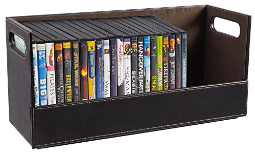 Stock Your Home Stackable DVD Storage Organizer & Movie Media Home Storage Box for DVD/BluRay/Video Game Shelf Storage & Organization - Holds 28 DVDs- Chocolate