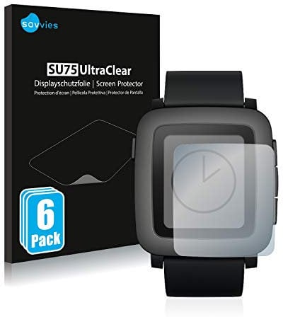 Savvies 6 Stück Schutzfolie für Pebble Time Displayschutz-Folie Ultra-Transparent