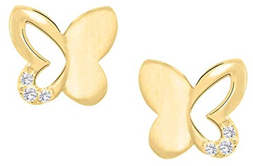 My Gold Mädchen Kinder Ohrringe Gold 333 Schmetterling Echtes Gelbgold (8 Karat) Zirkonia Stecker Ohrstecker 6mm x 7mm Sweet Butterfly V0010827