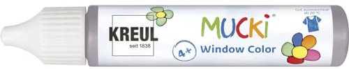 Kreul Mucki 24417 Peinture pour fenêtre à base d'eau, sans paraben, sans gluten, sans lactose, végétalien, facile à peindre, lavable, 29 ml de stylo gris