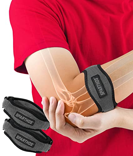 Spartan Strength Tennis Elbow Band (Pack of 2) Effective Tendonitis & Golf Elbow Strap for Support Adjustable Brace with Gel Compression Therapy Pad Relieves Tendinitis and Forearm Pain