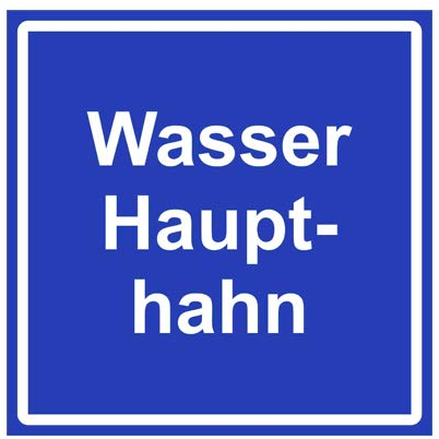 K24-Brandschutzzeichen Wasser Haupthahn Schild Folie 200 x 200 mm Blau