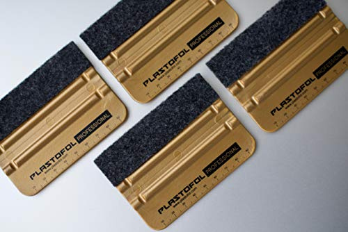 4er Set PLASTOFOL© Marken Filzrakel, Folienrakel, Rakel mit Filzkante & Verkleberakel schonende Verklebung von Folie auf Fliesen, Fenster, Auto, Möbel & Wandtattoo // Premium Filz Made IN Germany