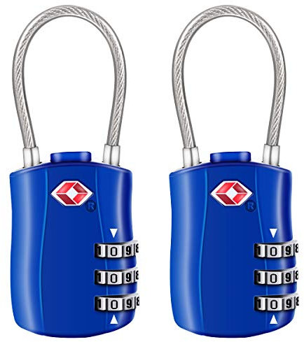 [2 Pack] Serrures à bagages TSA, Diyife cadenas de sécurité à 3 chiffres, cadenas à combinaison, code de verrouillage pour les valises de voyage valise sac de bagages etc. -Bleu