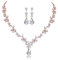 Shuxin Hochzeit Schmuckset für Damen, Rosegold-Ton Halskette & Ohrringe & Set, Weißgold Plattiert Blumen Braut Schmuck Set mit 5A Weiß Zirkonia, Allergenfrei Hochzeitsschmuck für Braut Brautjungfern