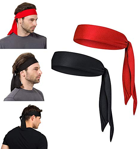 Yizhet 2 Stück Sport Stirnband Herren Stirnband Tennis Headband Laufen Stirnband Schweißband, Feuchtigkeit Wicking Haarband für Yoga, Tennis, Laufen, Basketball, Stirnbänder für Damen und Herren