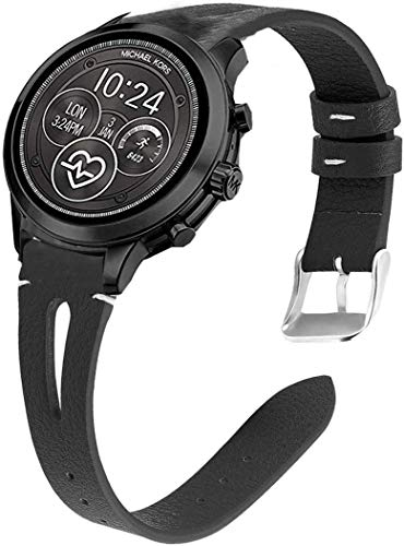 LvBu Armband Kompatibel mit Michael Kors Sofie, Quick Release Leder Classic Ersatz Uhrenarmband für Michael Kors Access Sofie Smartwatch (Schwarz)