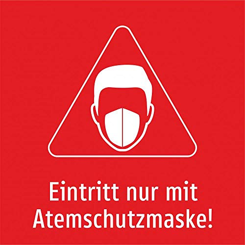Eintritt nur mit Atemschutzmaske! (rot 1) - 200 x 200 mm, Aluverbundplatte