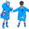 JinBei Impermeabile Bambini Poncho Pioggia con Cappello a Tesa Trasparente Strisce Riflettenti Ragazzi Giacche con Tasca Bottoni Cerniera Raincoat Stampa Squalo Blu 3-4 Anni