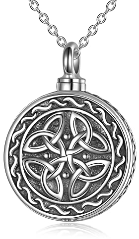 YFN Urnen Halsketten Sterling Silber Keltischer Asche Anhänger Einäscherung Schmuck für Damen Herren (Keltischer Urnen)