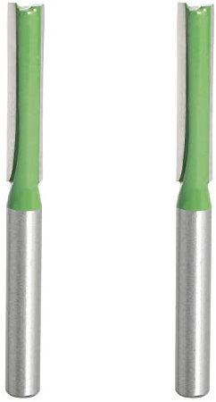 Aopin Router Bit 6mm Cutting Dia 6mm Shank Dia Double Flute Straight Bit Carbide for Woodworking Milling Cutter Tool, Green, Silver, 2Pcs