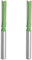 Aopin, Punta da fresa con codolo dal diametro di 6 mm, dal diametro di taglio di 6 mm, dritta, a scanalatura doppia, in carburo, per lavorazione del legno, colore verde e argento, 2 pezzi