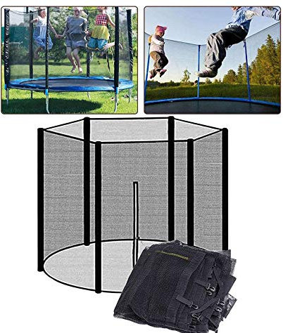 XIUWOUG Sicherheitsnetz Ersatznetz für Trampolin Ø 244 306 366 427 cm, Gartentrampolin Ersatznetz für 6/8 Stangen, Netz außenliegend, Ersatzteil reißfest, UV-beständig,Schwarz,427 cm(14FT) 8 stangen