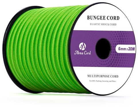 Abma Cord Bungee Cord 6mm 20M Elastic Shock Cord 100% Stretch Bungee Rope