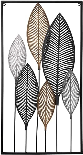 MF Wanddeko Noxi Wandschmuck 3D Bild Metalldeko Metall Metallbild Dekoration Blätter Höhe 75cm