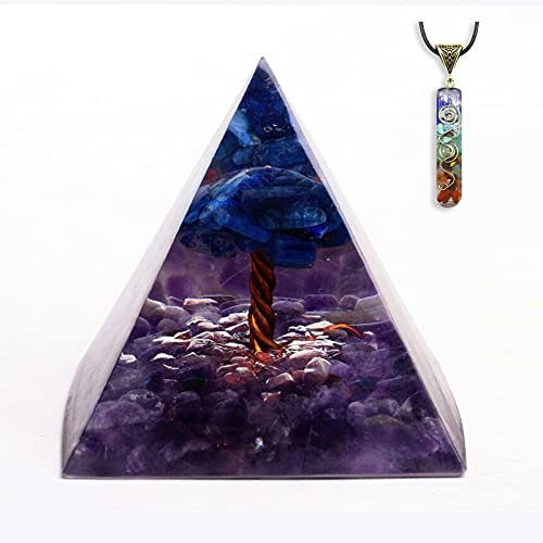 ZTBH Pyramide de Cristal Améthyste Naturel Arbre de Vie des Pyramides d'orgonite Cristaux de guérison