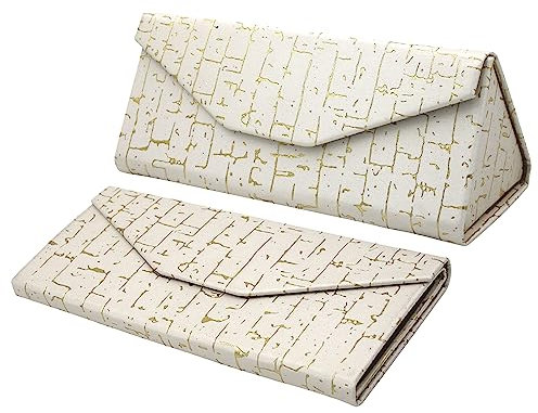 TBOC Faltbar Brillenetui für Sonnenbrille - [Weiß] Hartschale [Dreieckige] Tasche mit [Magnetverschluss] Innenfutter für Lesebrille Sportbrille Groß Modern Leicht Design Tasche Damen Herren Kind