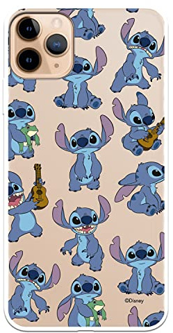 Schutzhülle für iPhone 11 Pro Max, offizielles Lizenzprodukt von Lilo & Stitch Stitch Muster, transparent, zum Schutz Ihres Handys