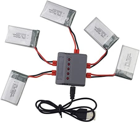 5PCS 3.7V 650mAh Lithium Battery with 5 in 1 Charger for SYMA X5HW X5HC Aerial Quadcopter RC Drone Battery Spare Parts