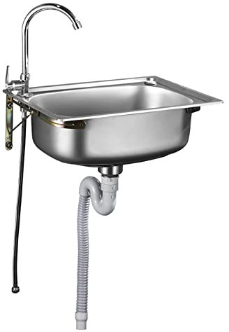 Evier en acier inox, Lavabo mural pour lavabo avec trou de robinet unique et trop-plein lavabo mural commercial pour restaurant, cuisine, bar, buanderie, cafétéria ( Size : 50*40*18cm/19.6*15.7*7in )