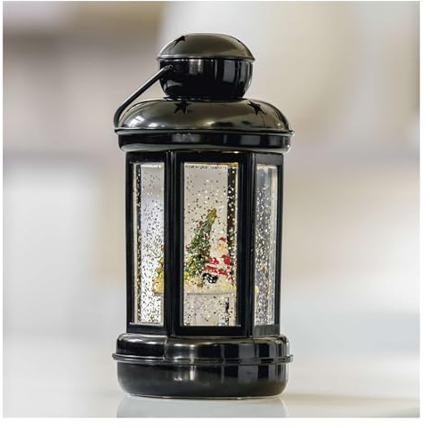 EMOS Dekorative LED-Laterne mit Weihnachtsmotiv, Weihnachtsmann in Schneekugel, warmweiß, für Innenbereich IP20, batteriebetrieben (3x AA), Weihnachtsdekoration Schneekugel, 6/18h Timer, 10x20 cm