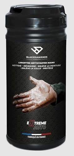 BlackDiamonds - Lingettes Nettoyantes pour MAINS et OUTILS - 5 Actions - Nettoie, Dégraisse, Protège, Enlève la Colle & la Peinture - Sans Eau ni rinçage- 80 Lingettes