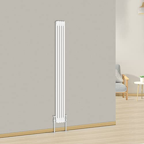 NRG Column Radiator Gloss White 1800x200mm Double Traditional Cast Iron Style Heater Interior Designer Vertical Bathroom Radiators
