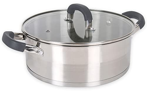 Quttin - Cacerola Profesional Induccion, Cocina Horno Acero Inoxidable Antiadherente. Cazuela Pequeña Con Tapa. Apta Para Todo Tipo de Cocinas. Inducción, Gas, Vitro. Cacerola 24 cm. Modelo Heleom