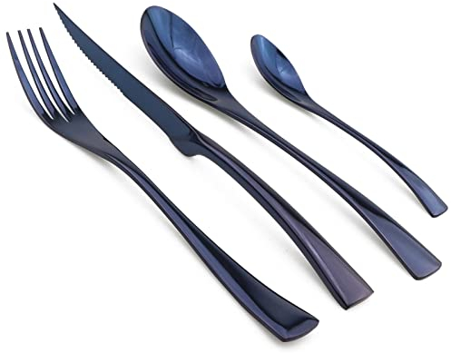 Besteck Set Besteckset Aus 18 10 Edelstahl Geschirr Steakmesser Gabel Löffel Teelöffel Geschirr 4 Teilig Blau