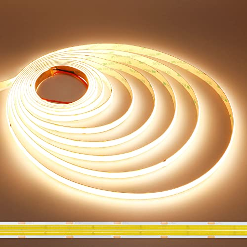 JOYLIT 24V COB LED Streifen 5M Doppelreihe 3000K 3000LM/M Sehr Hell CRI 95+, CE UL PRO+ Dimmbar 960LEDs/M 125W Warm Weiss Flexible Selbstklebend Innen Light Strip für Industrie, Zuhause