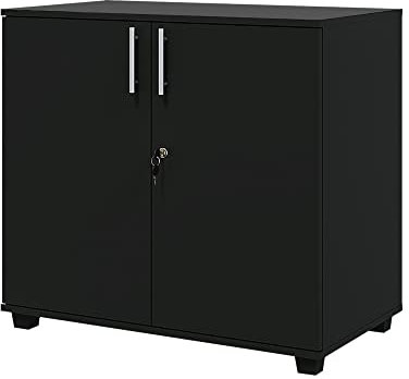 Panana Modern Wooden Filing Cabinet, 2 Door Office Storage Drawers With Lock Lateral File Cabinet Organizer For Home Office (Black)