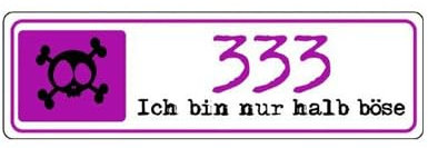 Sammys Shirt Store Skull Spruch - 333 ich Bin nur halb böse Vinyl-Aufkleber Sticker für Auto wetterfest 15cm